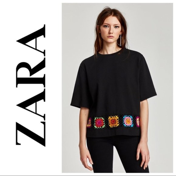 Zara Tops - Zara TRF Black Crochet Tee